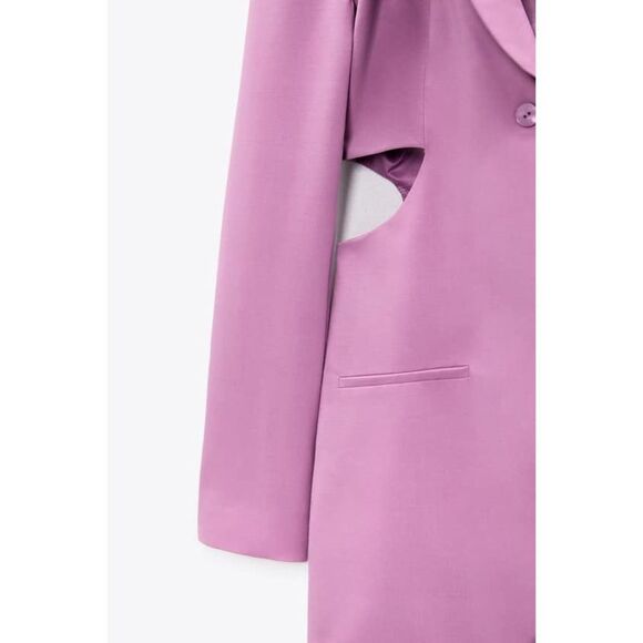 Zara EUC Side Cut Pink Lilac Blazer Dress Size XS Bloggers Favourite - Picture 4 of 9